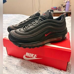 Nike Black and Red Air Max 97 Shoes